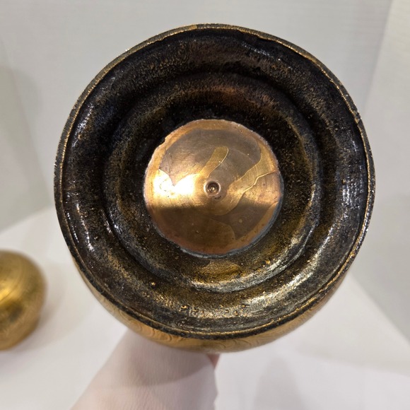 Vintage Etched Brass Vase 17.5\